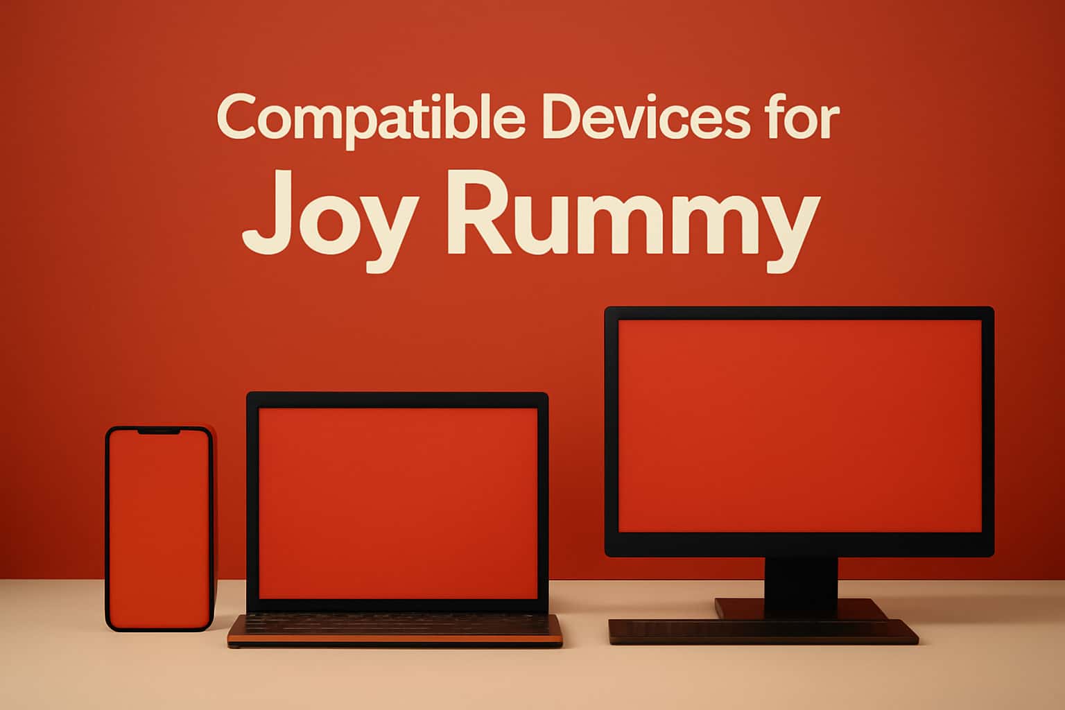 Informational graphic about compatible devices for Joy Rummy.