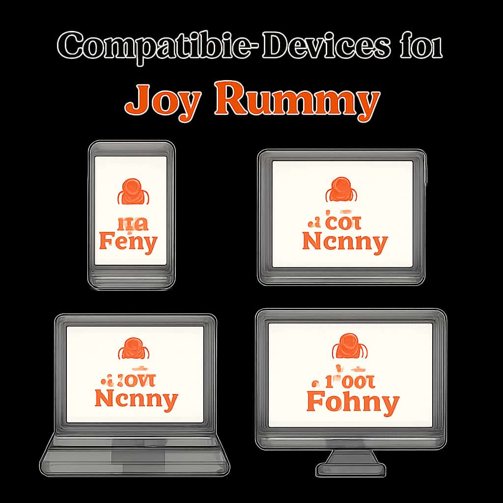 Diagram explaining compatible devices for Joy Rummy.