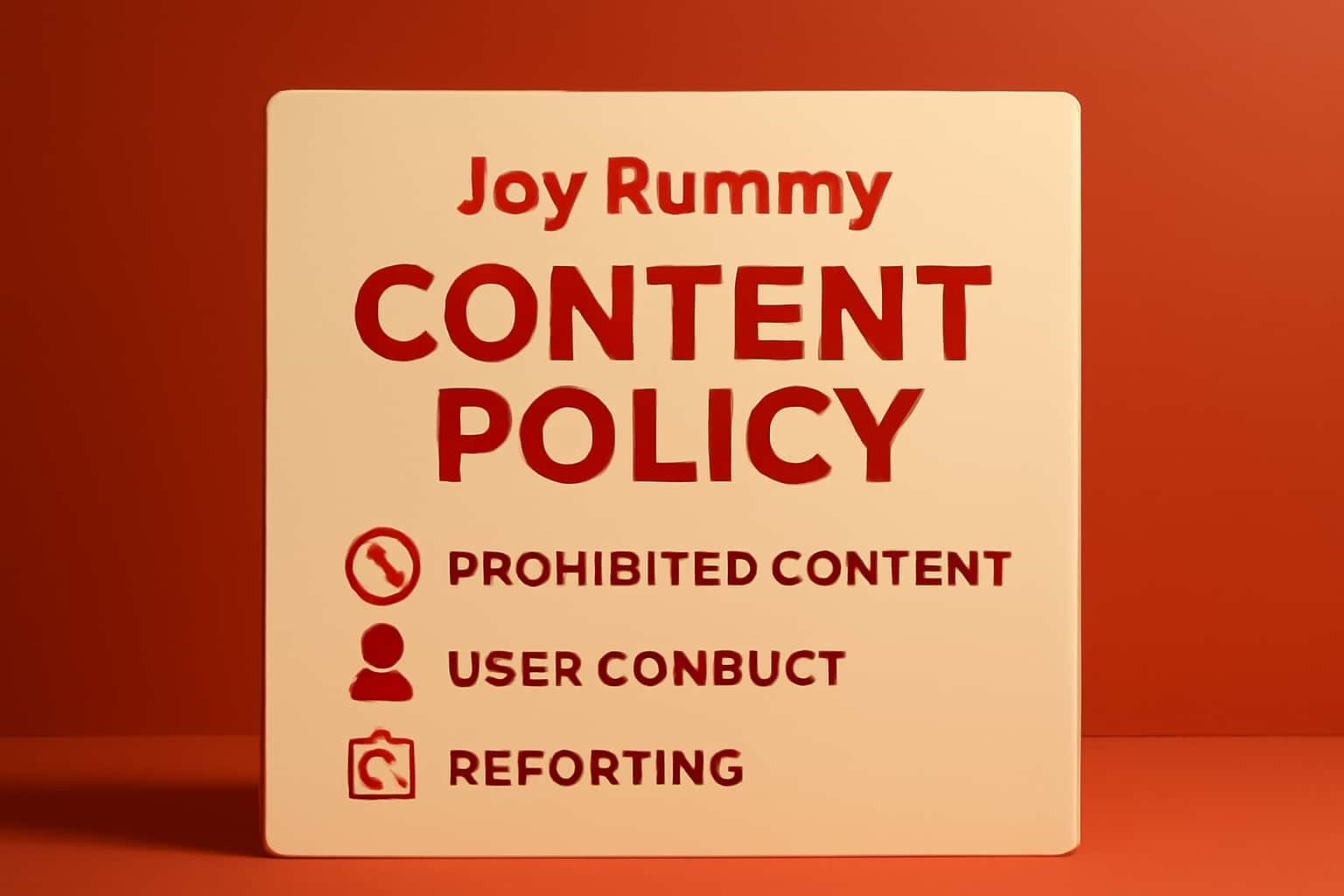 An informational graphic detailing aspects of the Joy Rummy content policy.