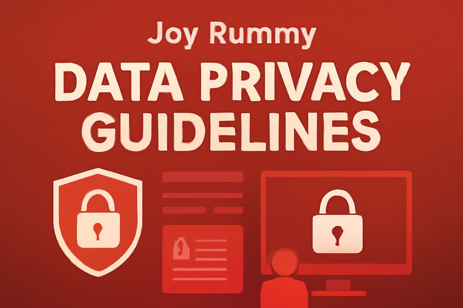 A neutral scene depicting data privacy concepts related to the Joy Rummy app.