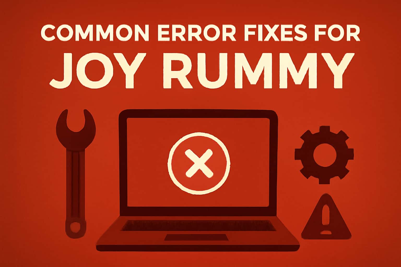 A visual representation of troubleshooting steps for Joy Rummy app errors.