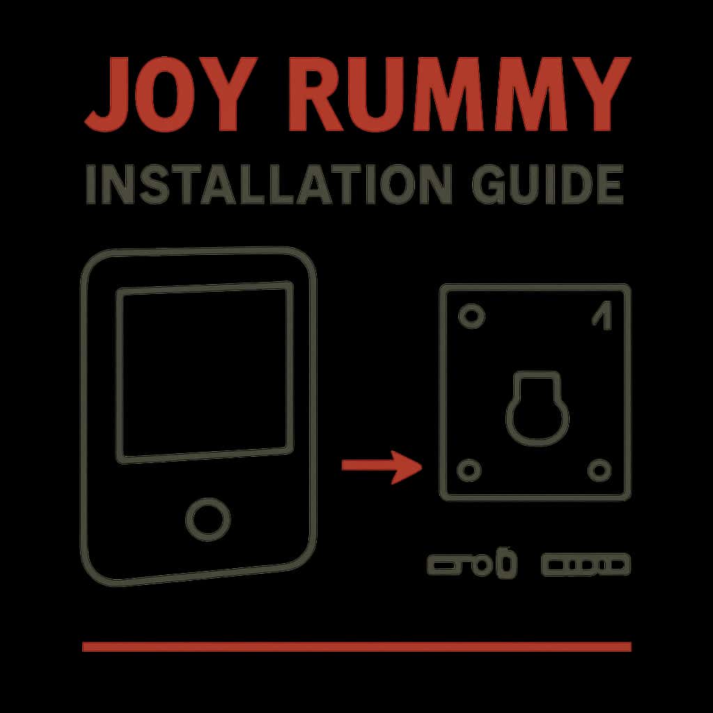 Illustration explaining installation steps for Joy Rummy.