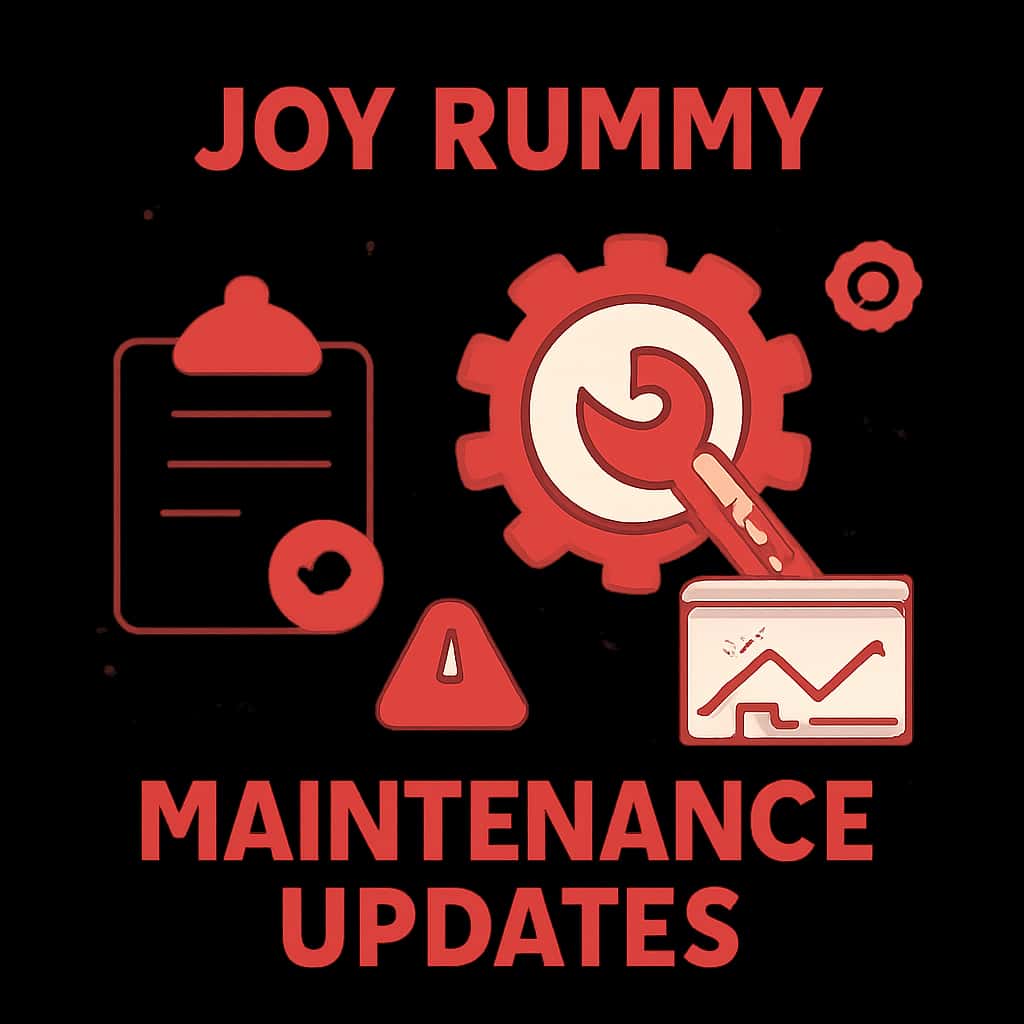 Illustration detailing Joy Rummy Maintenance Updates.