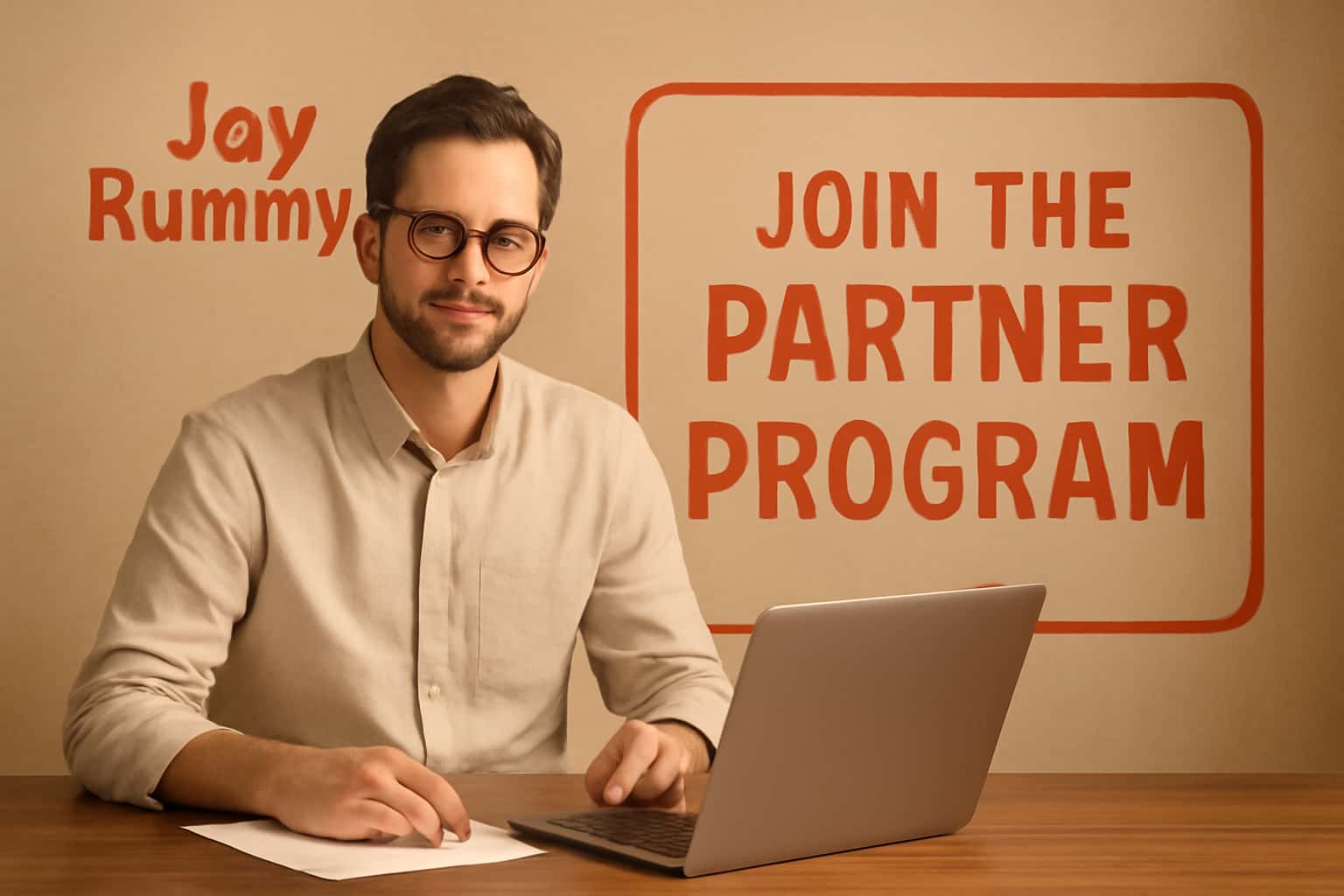 An informational scene related to the Joy Rummy Partner Program featuring the program name prominently.