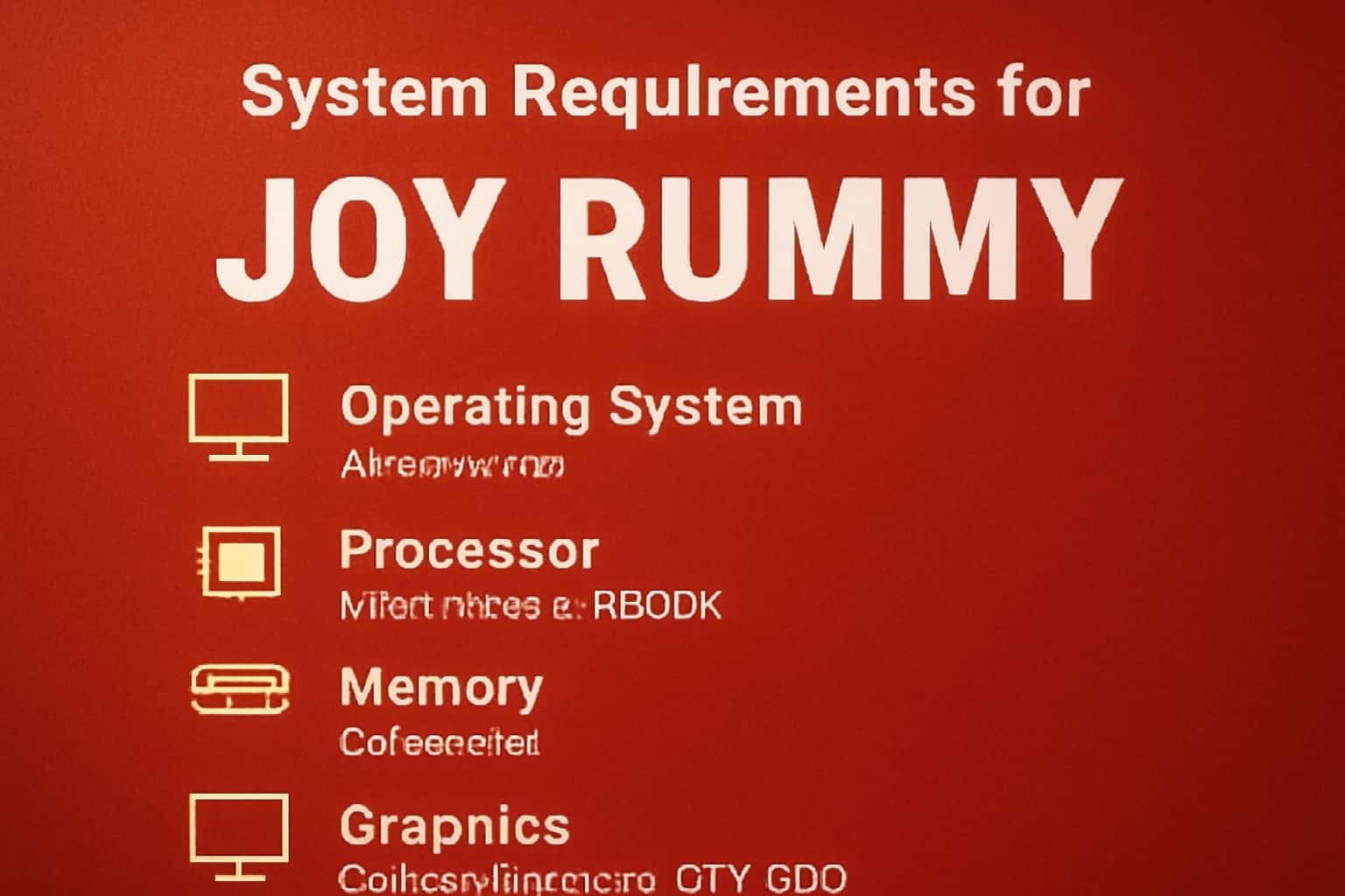 An informative display about the system requirements for Joy Rummy with a sleek design.