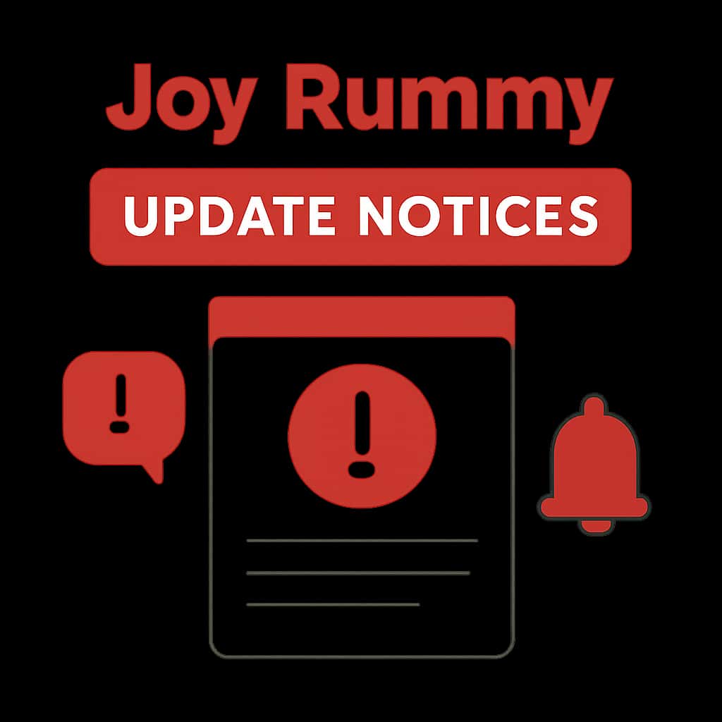 Diagram explaining Joy Rummy update notices.
