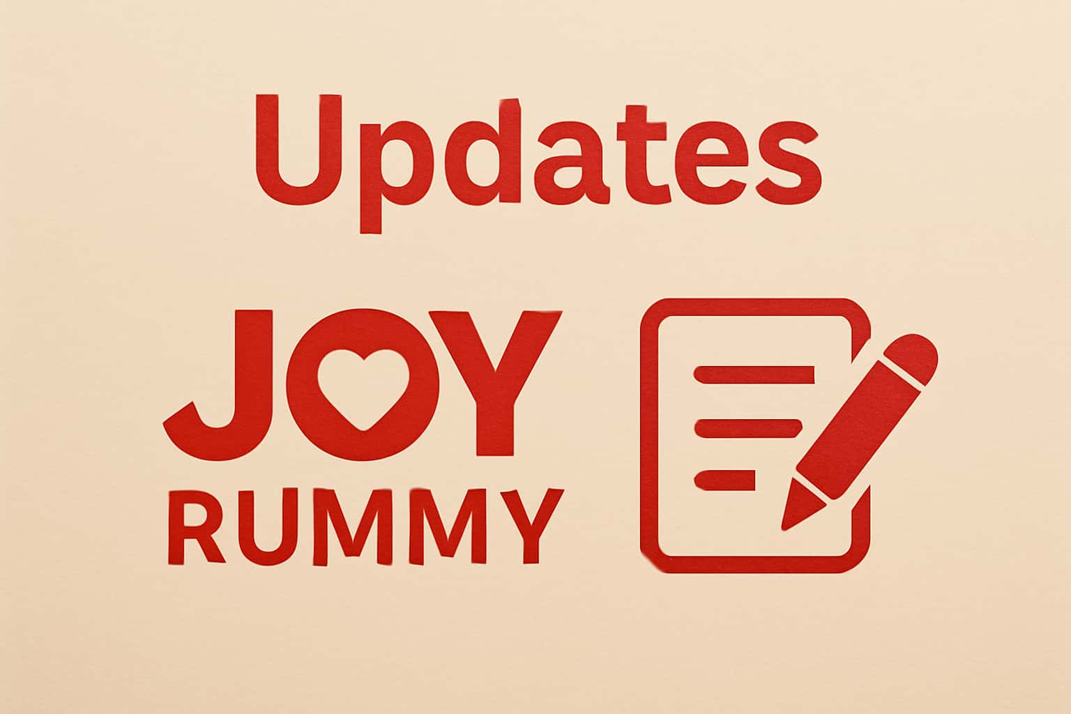 An informational graphic representing updates about Joy Rummy.