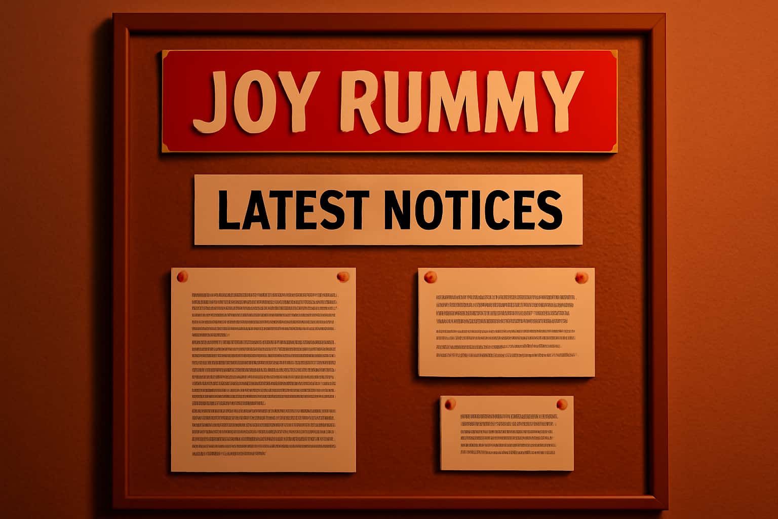 Informational graphic displaying Latest Joy Rummy Notices with emphasis on app details.