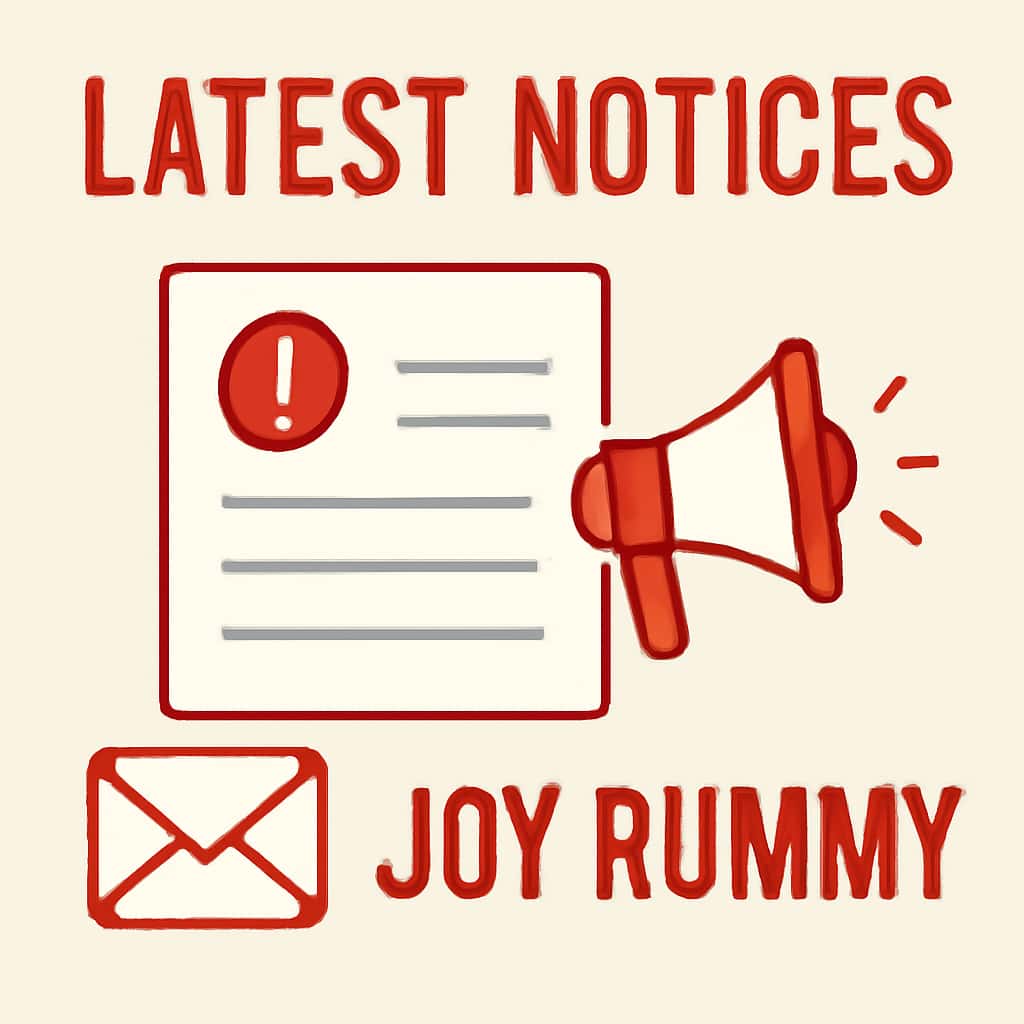 Illustration outlining key topics covered in Latest Joy Rummy Notices.