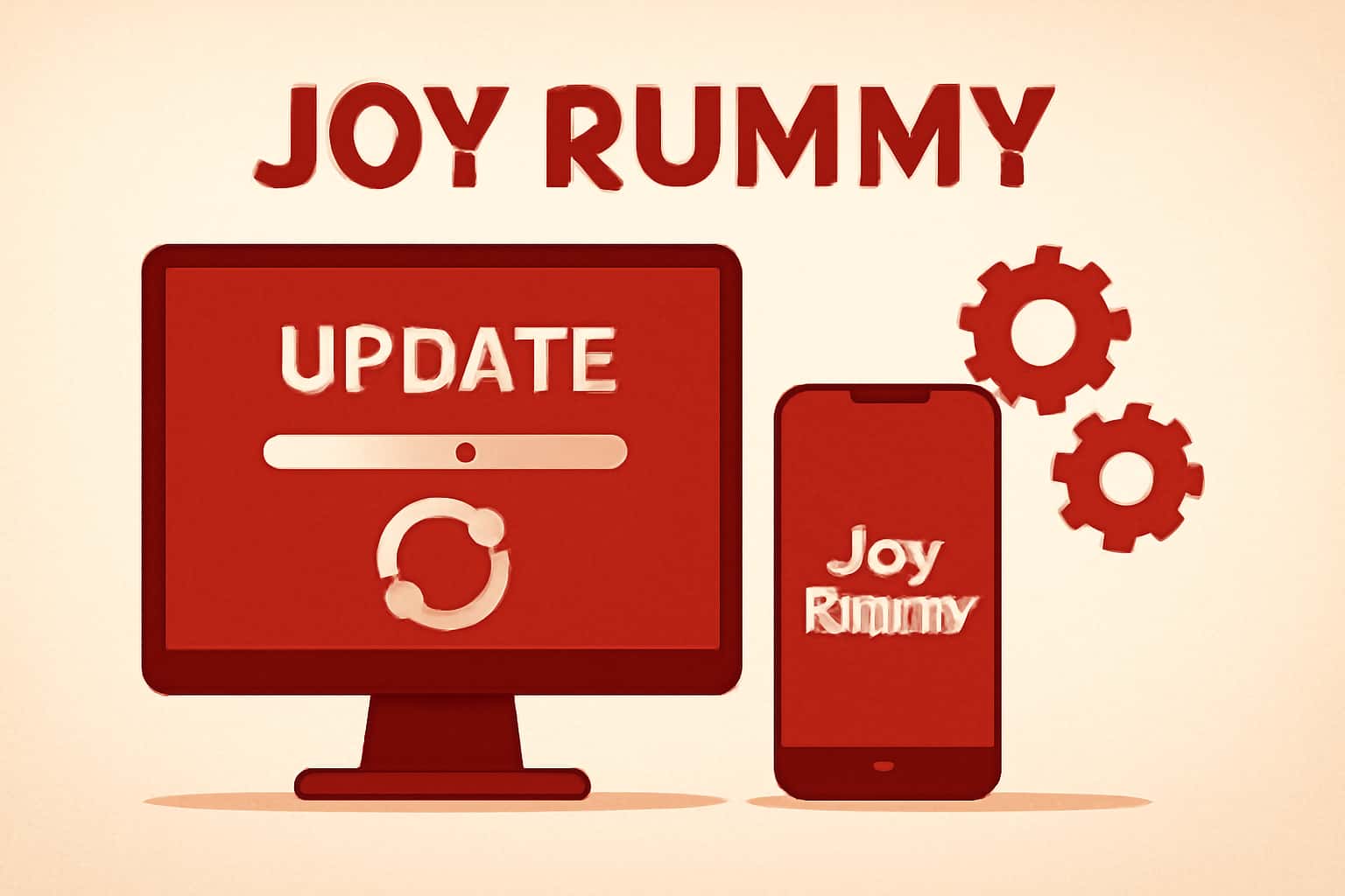 Informational graphic about the update process for the Joy Rummy app.